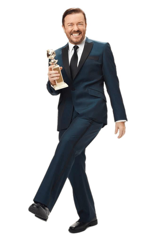 Ricky Gervais Holding Golden Globe png transparent