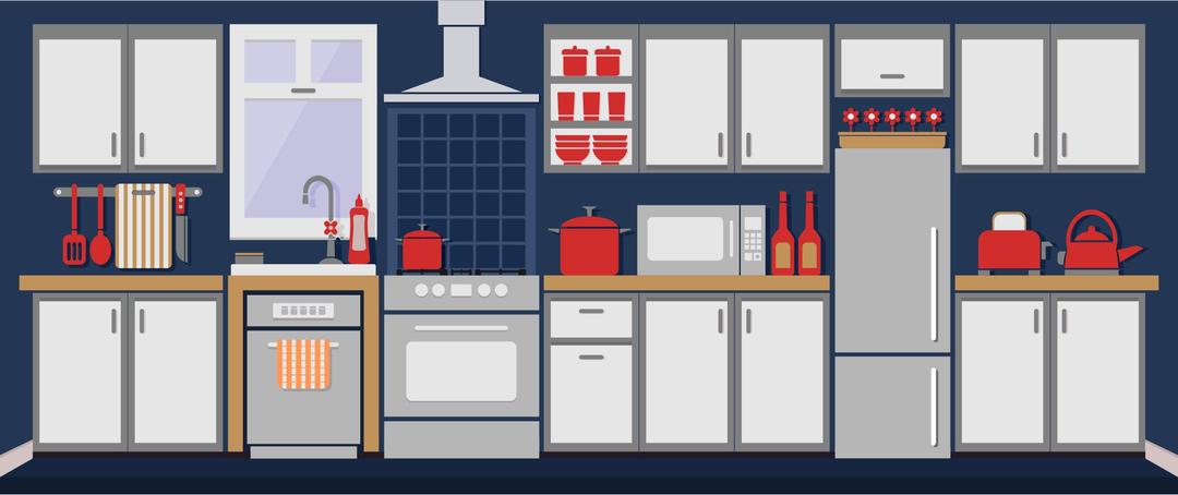 Simple Kitchen Remixed with Flat Colors and Shadows png transparent