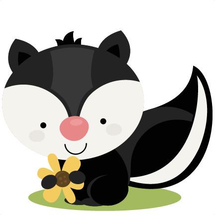 Skunk Holding Flower Cartoon png transparent