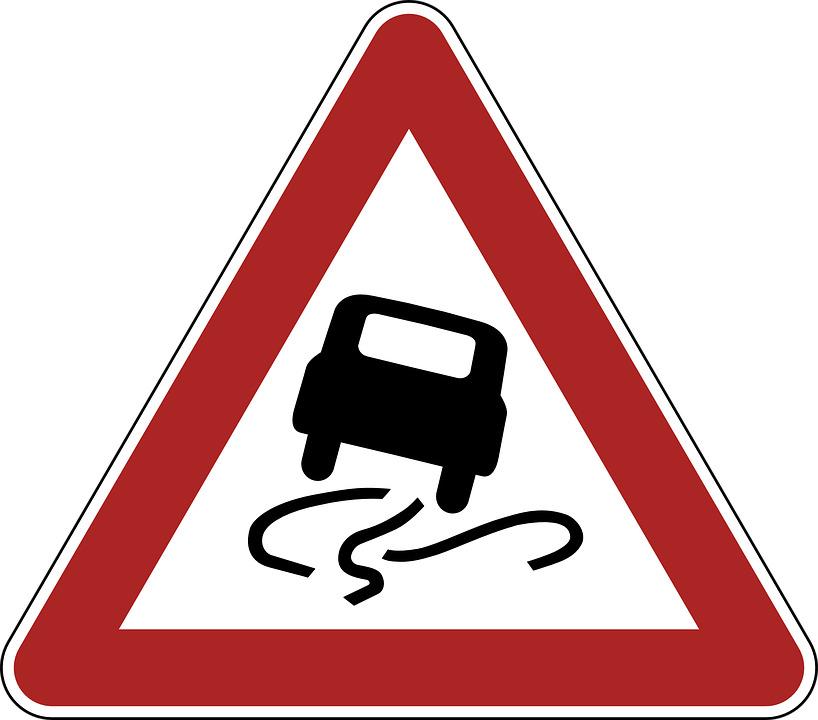 Slippery Road Warning Sign png transparent
