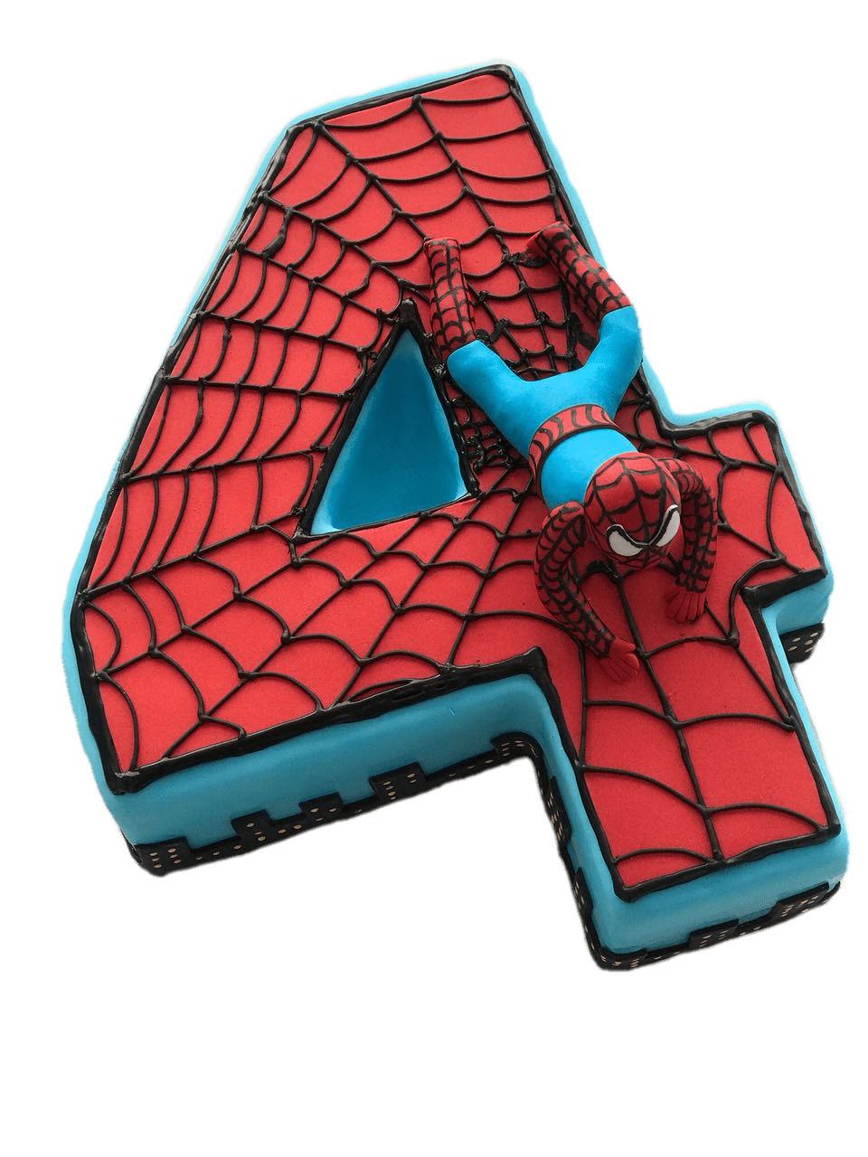 Spiderman Number 4 Cake png transparent
