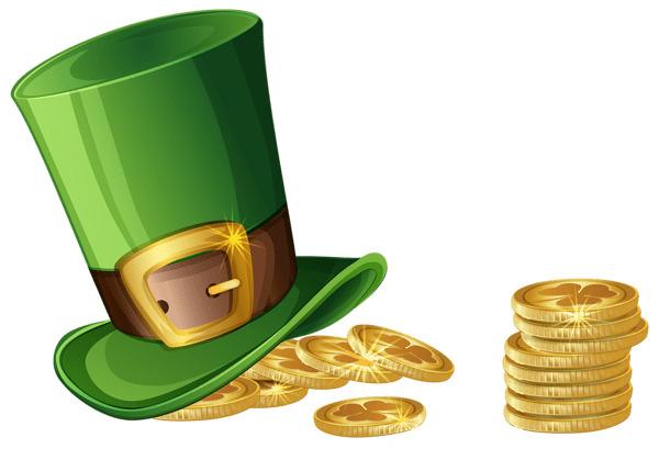 St Patrick's Day Hat and Gold Coins png transparent