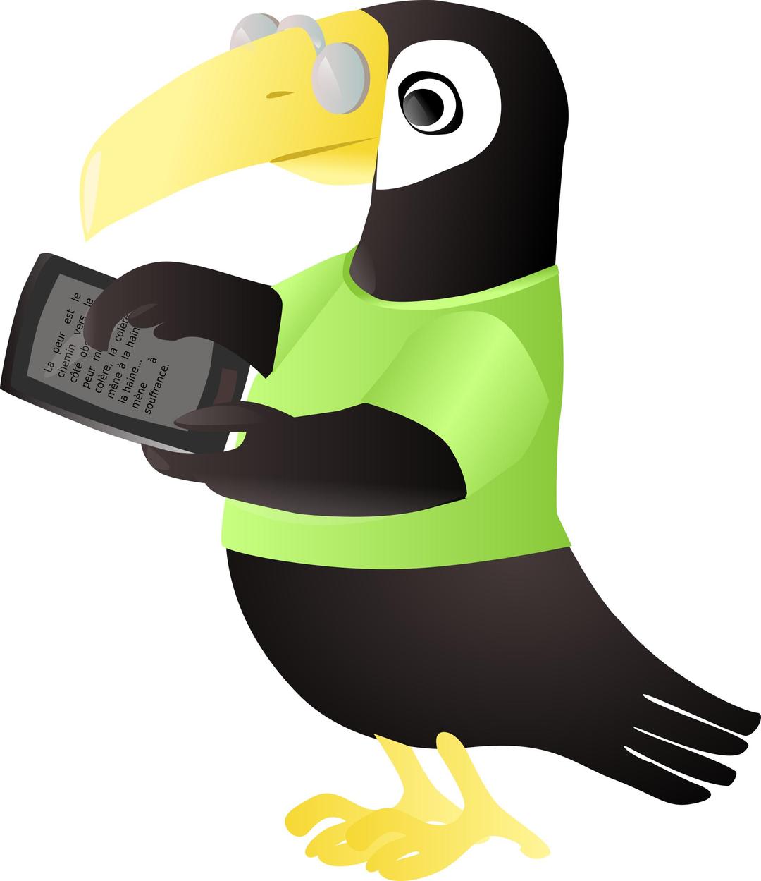 Toucan with tablet png transparent