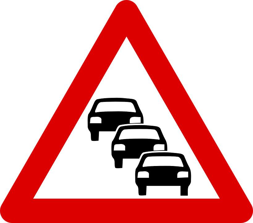 Traffic Queue Warning Road Sign png transparent