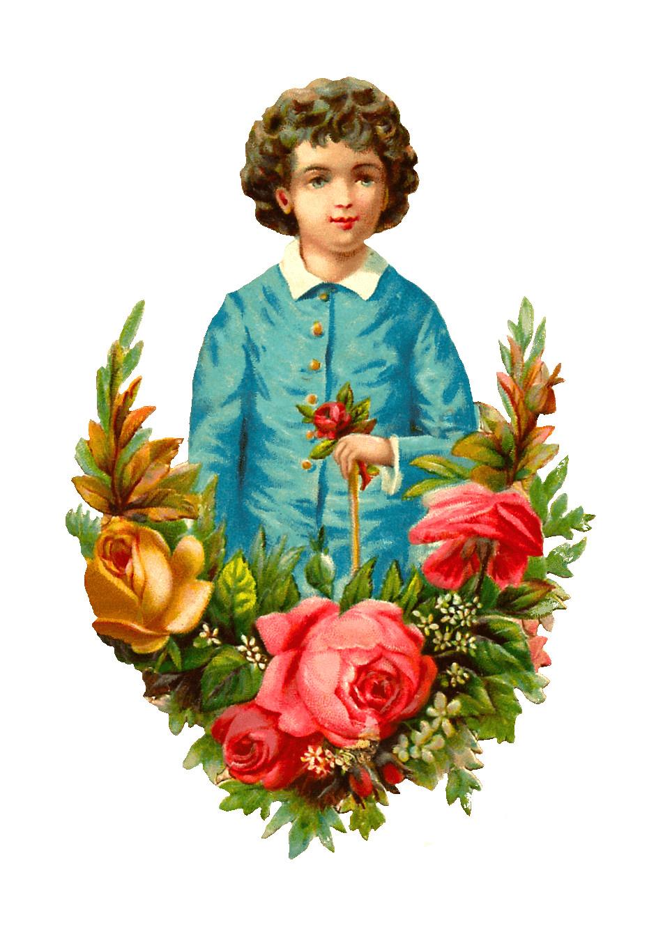 Victorian Boy With Flowers png transparent