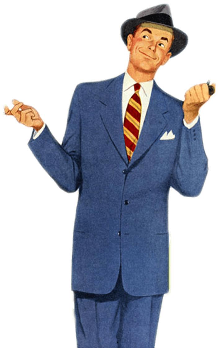 Vintage Man Dressed In Blue png transparent
