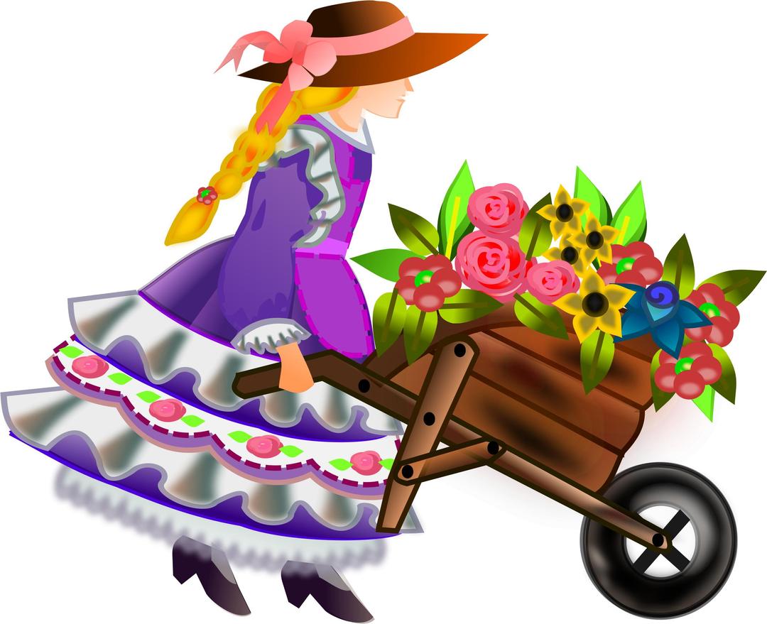 wheelbarrow with flowers png transparent