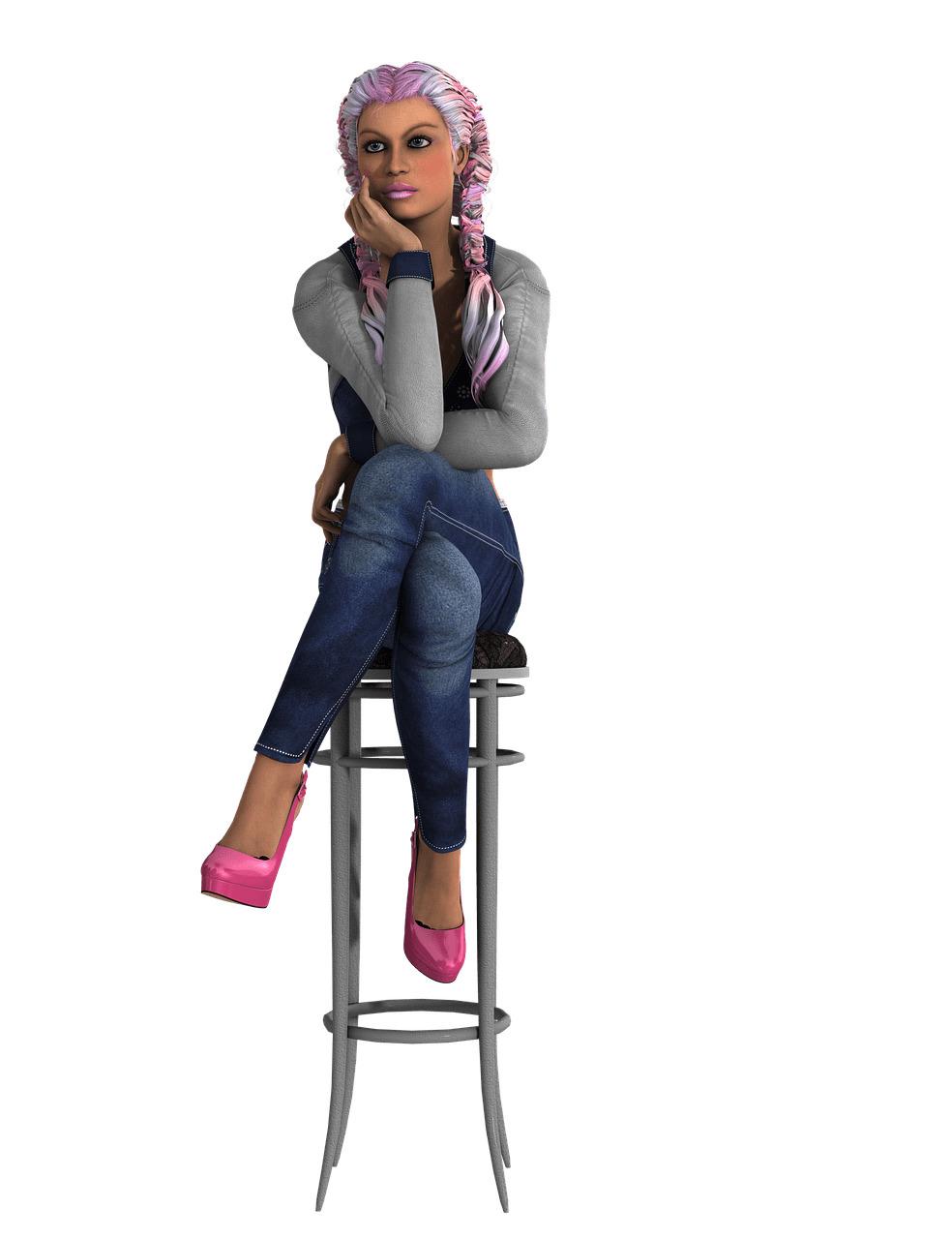 Woman Pink Plaits Legs Crossed png transparent