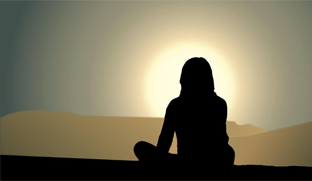 Woman Sitting Sunset Silhouette png transparent