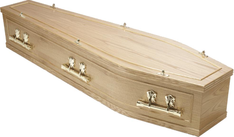 Wood Coffin With Golden Handels png transparent
