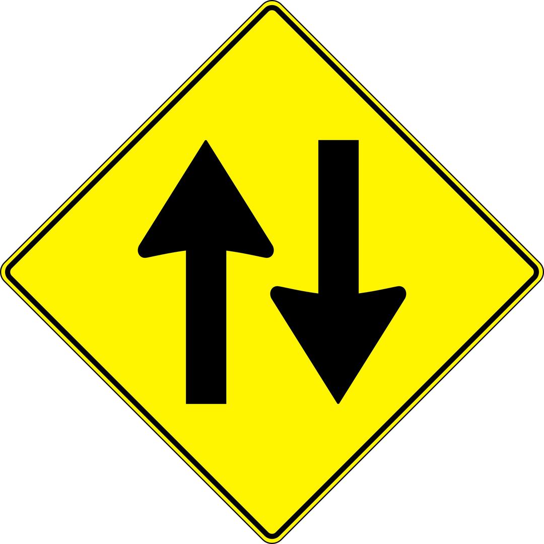 yellow road sign - two way traffic png transparent
