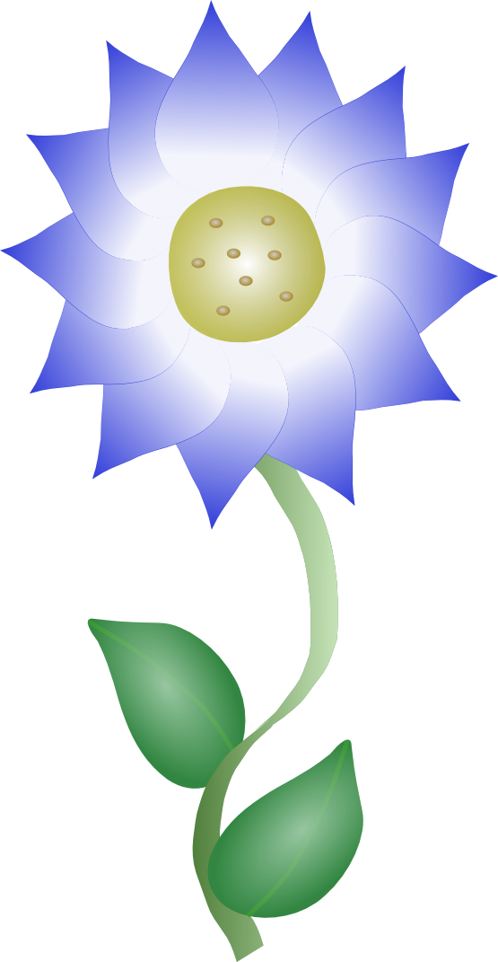 Blue flower with green leaves icons png preview