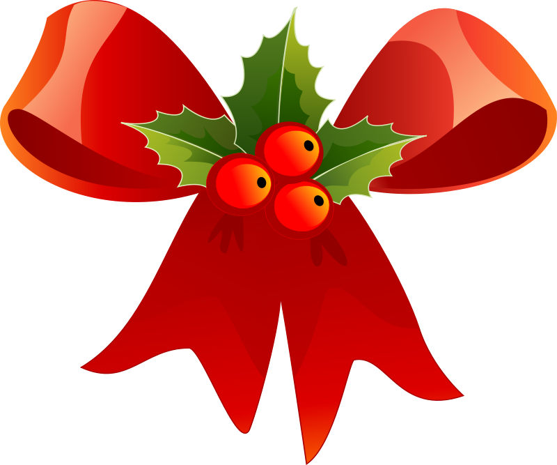 Gift Red Bow Holly leaves icons png free download